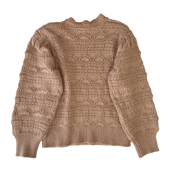 Design History Art Deco Chunky Knit Sz L Beige Cottage Boho Cozy Coastal Neutral - Picture 2 of 9